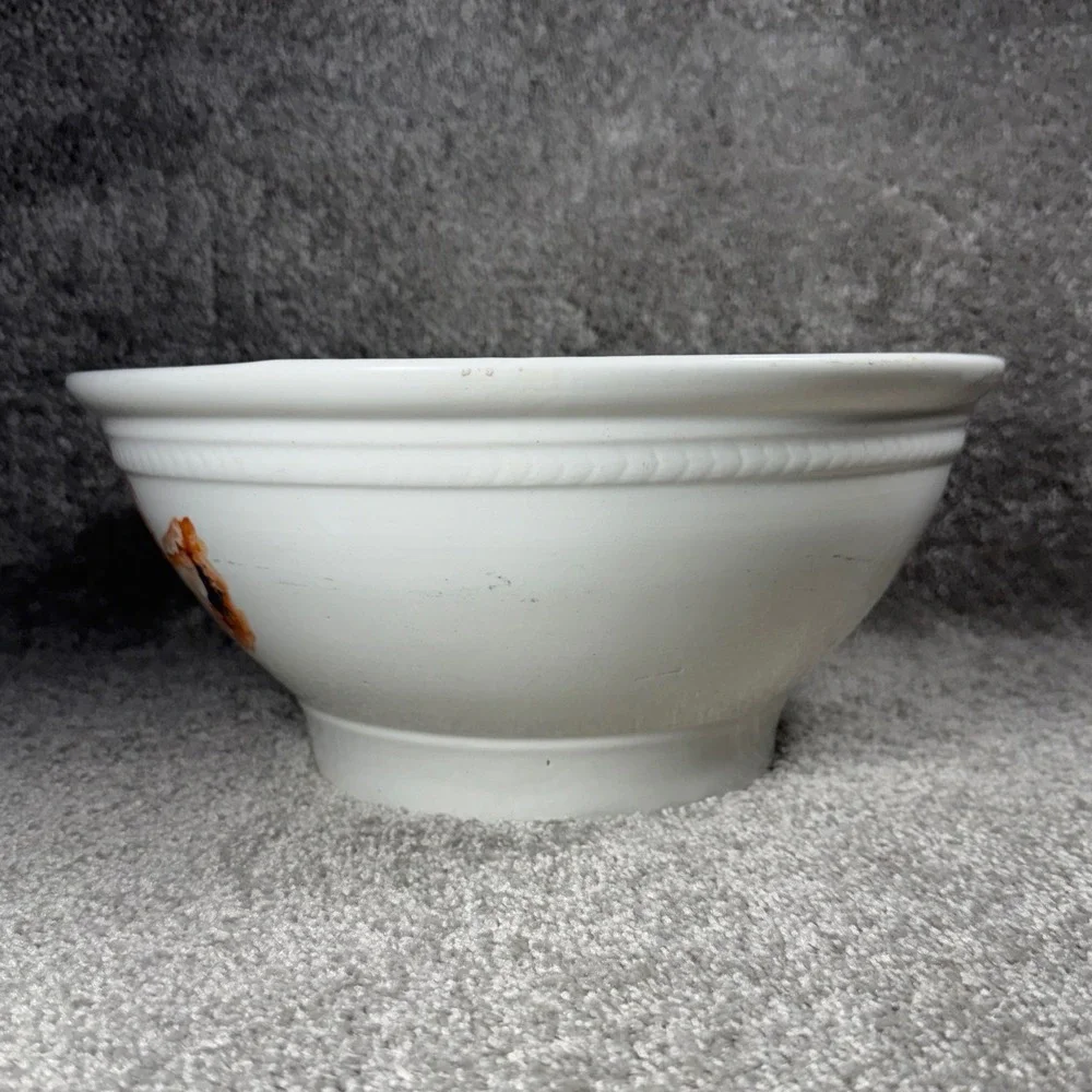 Poppy Floral Mixing Bowl White Orange‎ Vintage Farmhouse